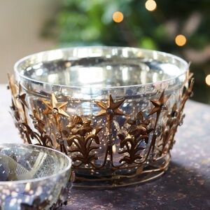 Anthropologie Starry Crown Mercury Glass Candle Holder New In Box ✨💫